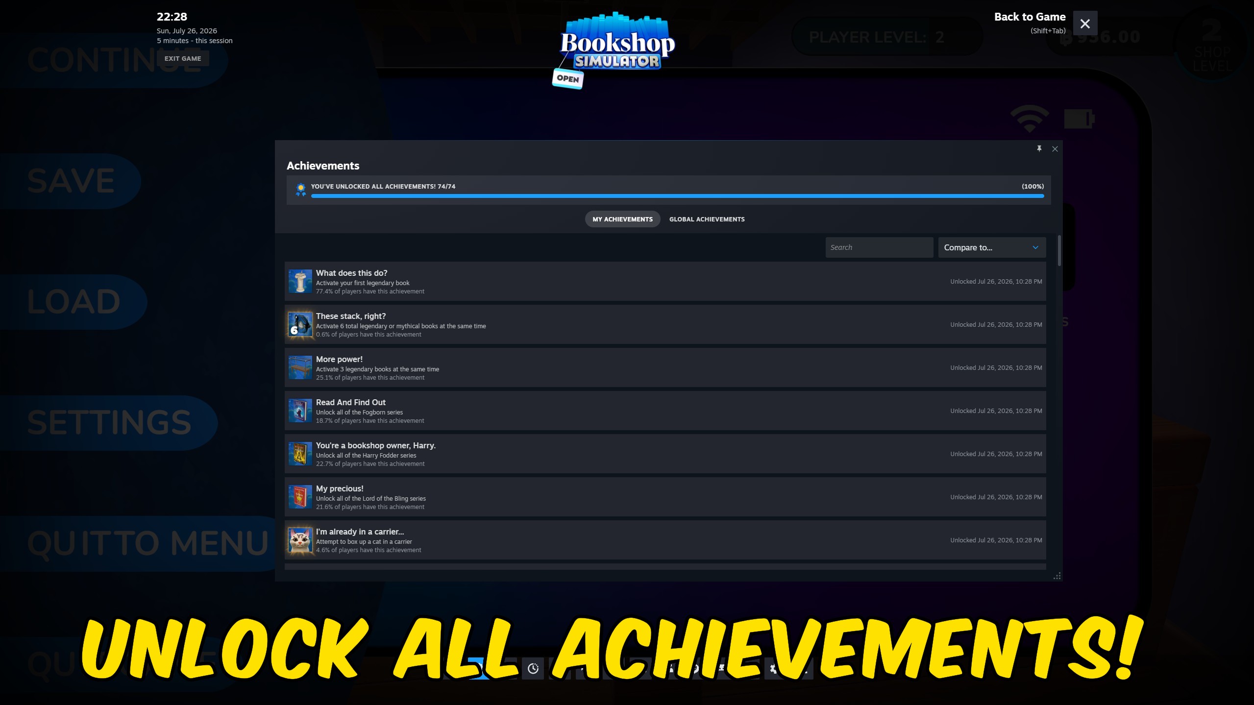 Bookshop Simulator — Achievement Unlocker (screenshot 2)